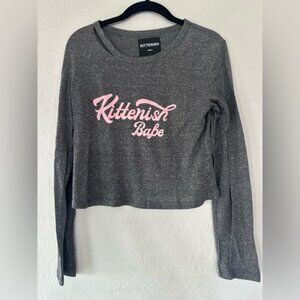 Kittenish Heather Gray Crew Neck Crop Top
